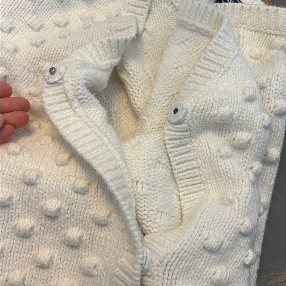 Lands' End White Textured Women's Cardigan - Picture 3 of 4